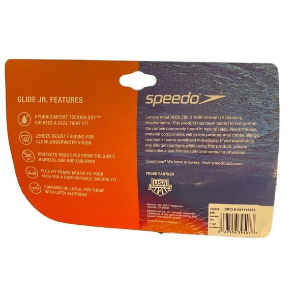Speedo Swimming JR. Glide Print Sangria‎ Goggles Ages Junior 6-14 NEW Anti Fog - Picture 2 of 2